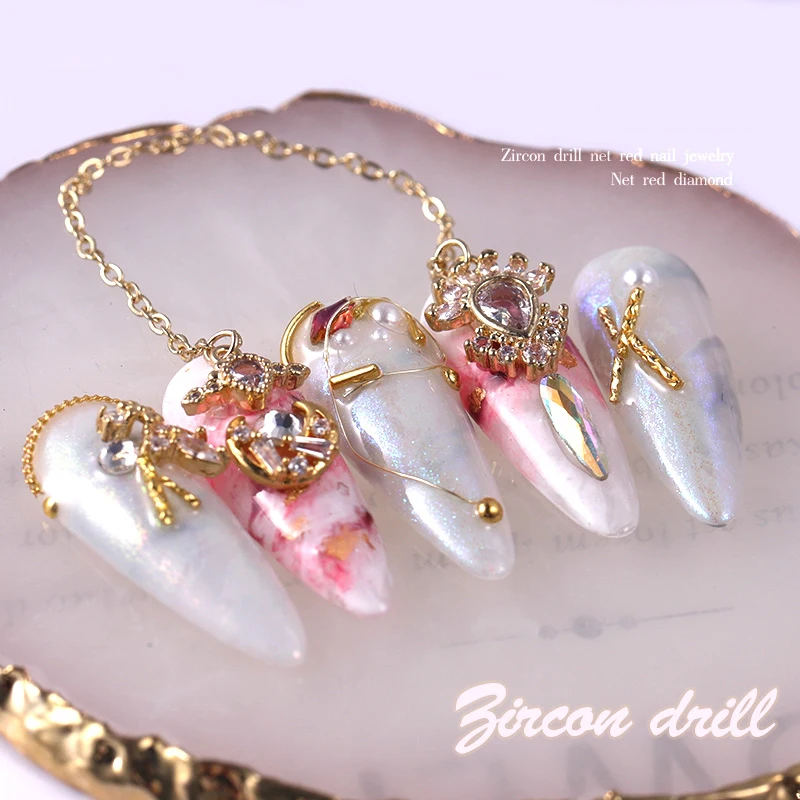 3D металлические циркониевые украшения для ногтей роскошные хрустальные стразы