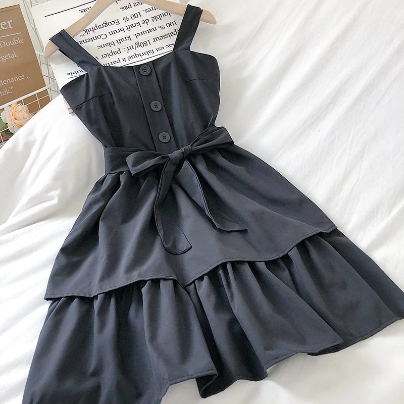 2020 шифоновые платья Vestidos с симпатичным бантом в Корейском стиле Сезон весна-лето