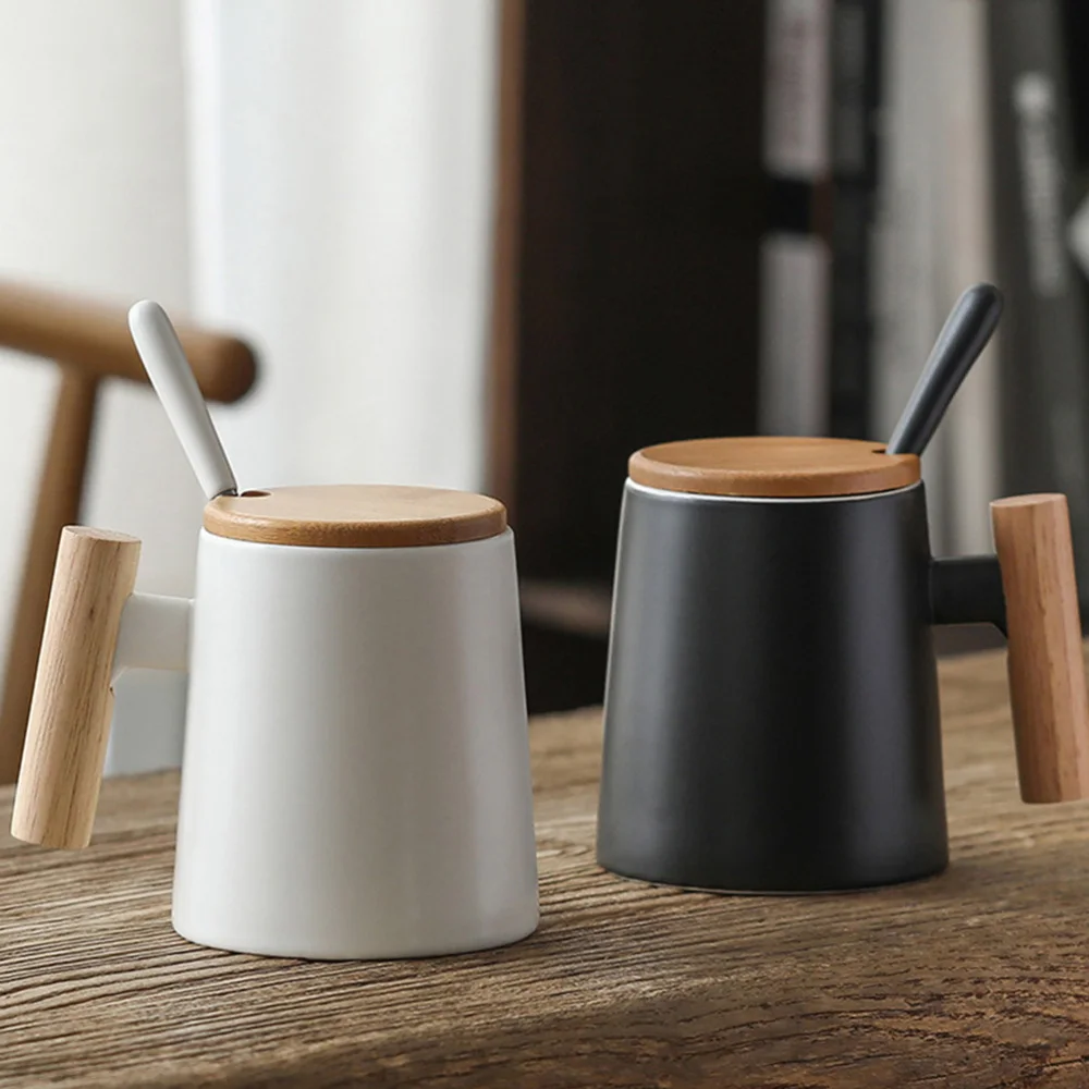 

2 Pcs Convenient Milk Cups Beverage Cups Durable Coffee Cups with Lid and Spoon