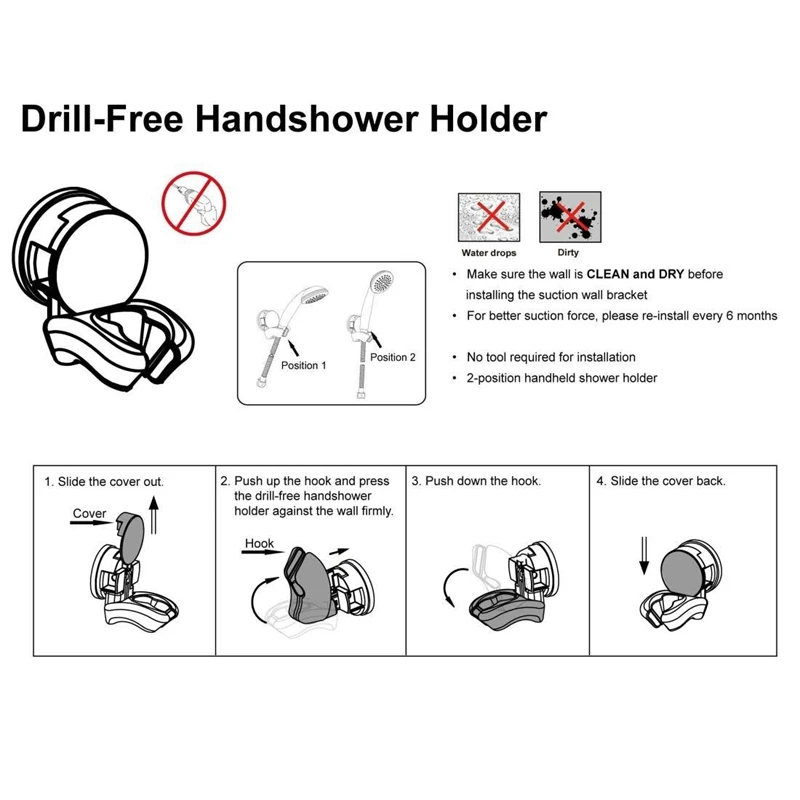 Держатель для душевой лейки с вакуумной присоской ручной кронштейн двумя