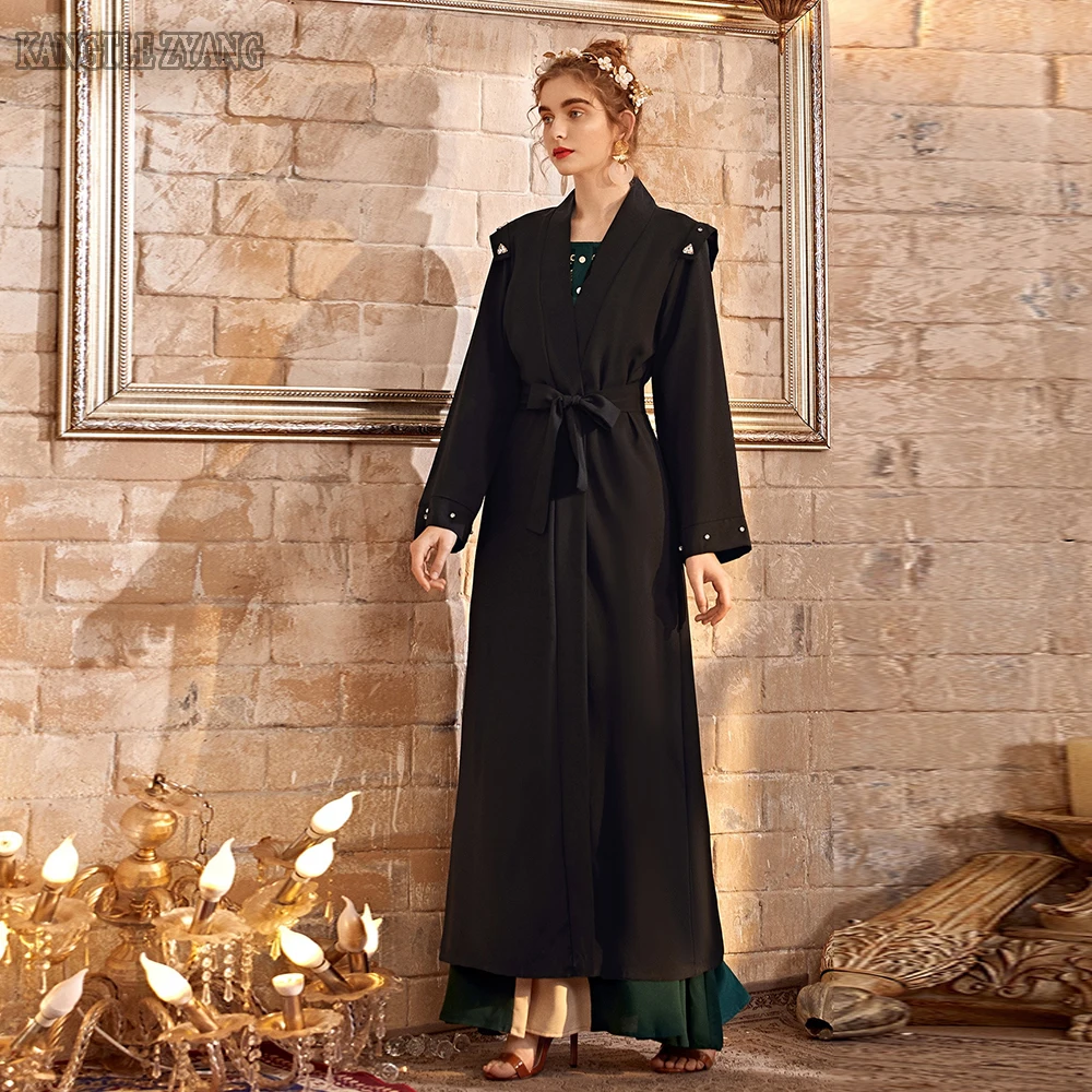 

Eid Mubarak Black Plus Size Robe Kimono Women Kaftan Open Abaya Dubai Turkey Islam Muslim Fashion Cardigan Dress Caftan Marocain
