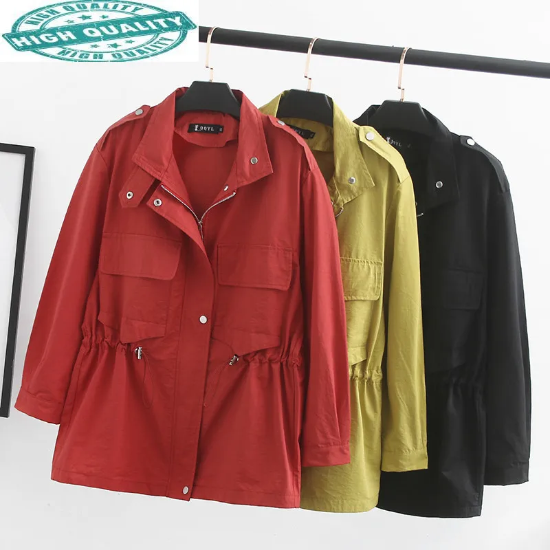 

Size Plus Trench Coat Female Spring Autumn Women Fashion Clothes Ropa Mujer YanziA22 Pph488