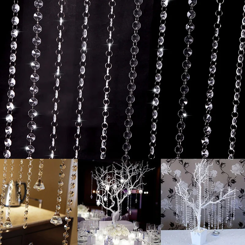 10PCS 1M DIY Wedding Decor Diamond Curtain Acrylic Crystal Beads String Strand Garland Haing Decorative Ornament | Дом и сад