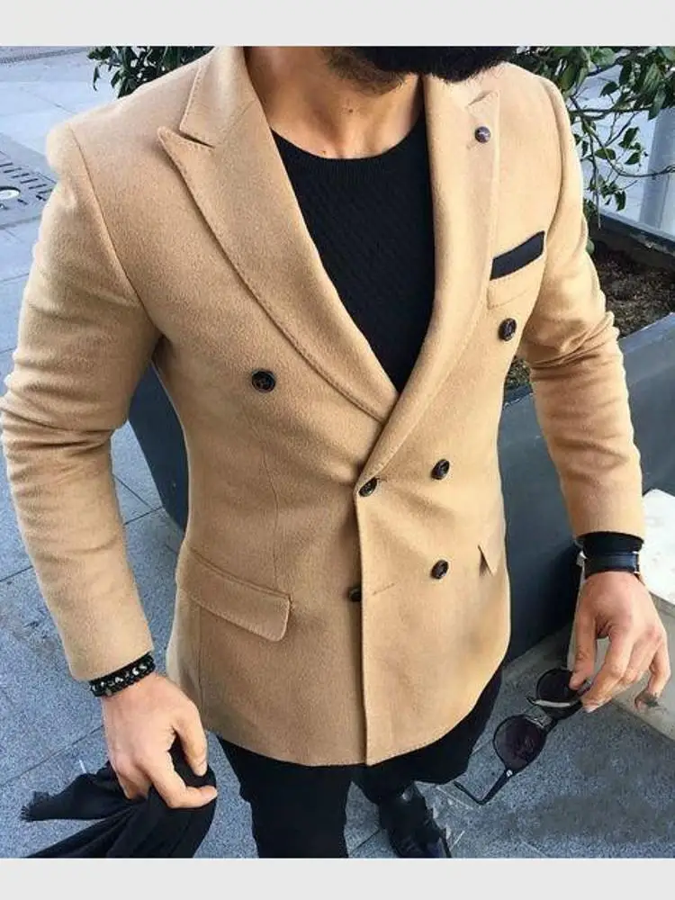 

Autumn And Winter Thick Cashmere Mens Coat Blazer Woolen Materal Man Prom Party Groom Tuxedos (Jacket+Pants+Tie) W:494