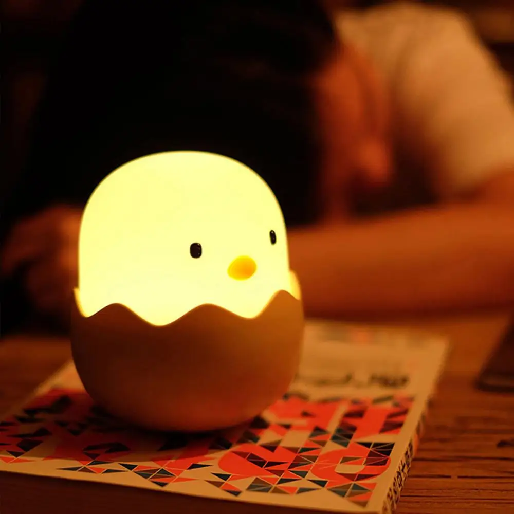

Kids Chick Night Light Soft Silicone Adjustable Baby Night Light with Touch Sensor Cute Creative Egg Shell Baby Night Lamp