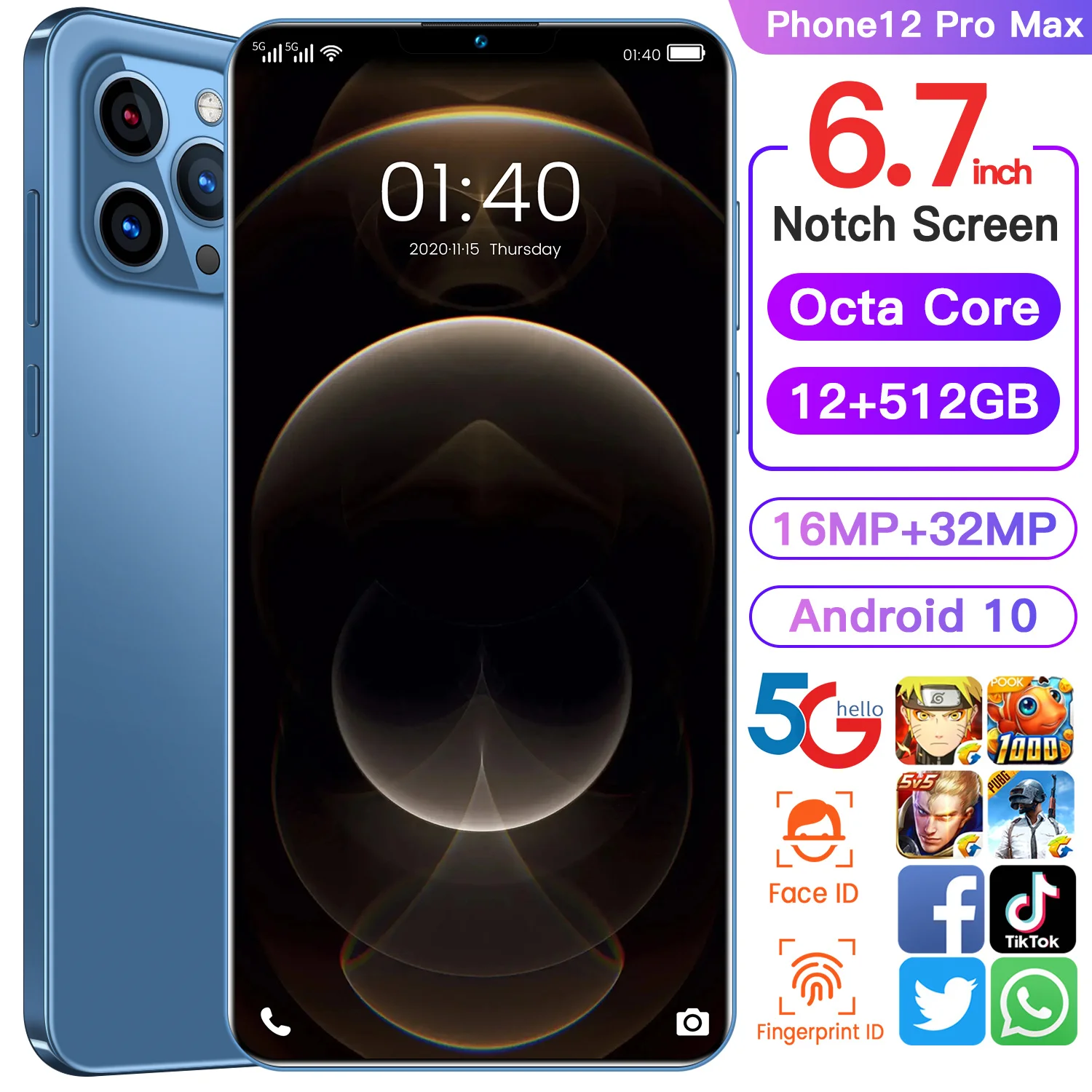 

Phone12 Pro Max, 6,7 , 12 , 512 , 8 , , Snapdragon 888, 5200