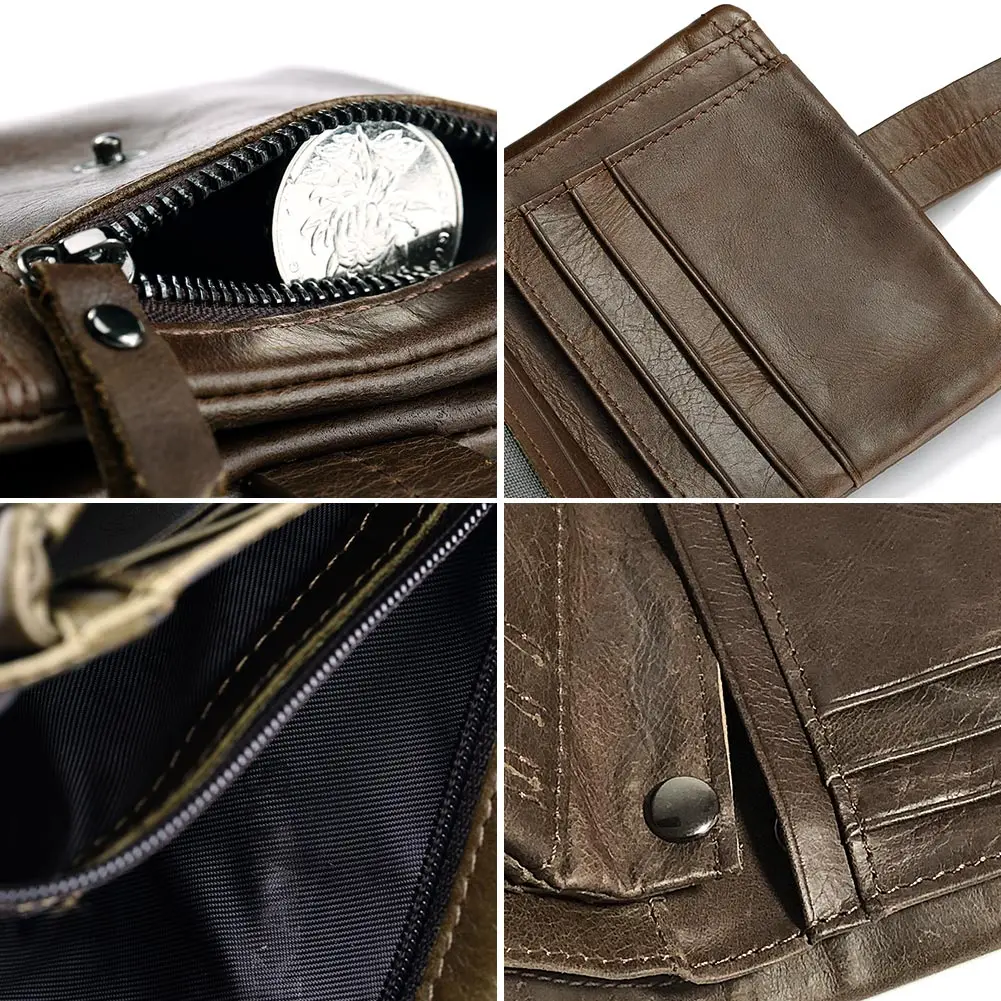 Кошелек мужской короткий на молнии с RFID-защитой и отделением для кредитных карт |