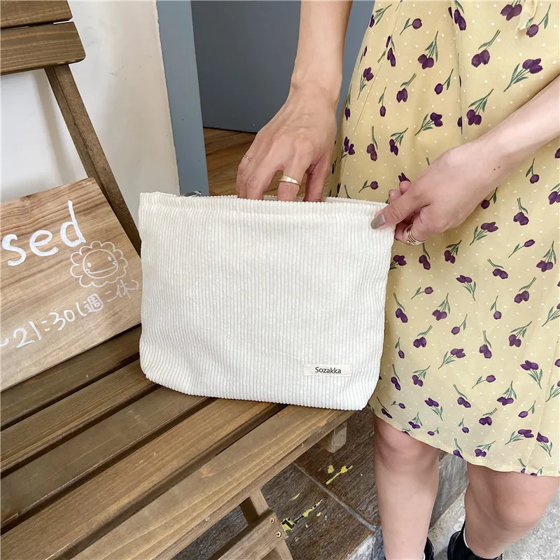 Corduroy Women Cosmetic Bag Cotton Cloth Makeup Pouch Hand Travel Lipstick Organizer Cases Fashion Zipper Clutch Phone Purse | Багаж и
