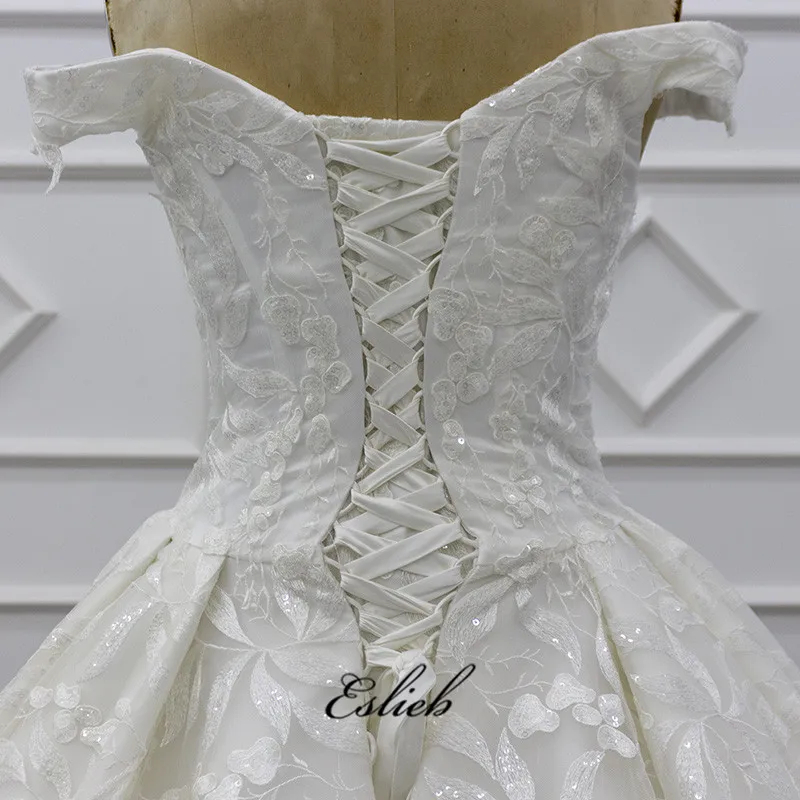

Eslieb Wedding dress 2020 Luxury Princess Long train and Vintage lace Cap Sleeves vestidos de noiva robe de mariage