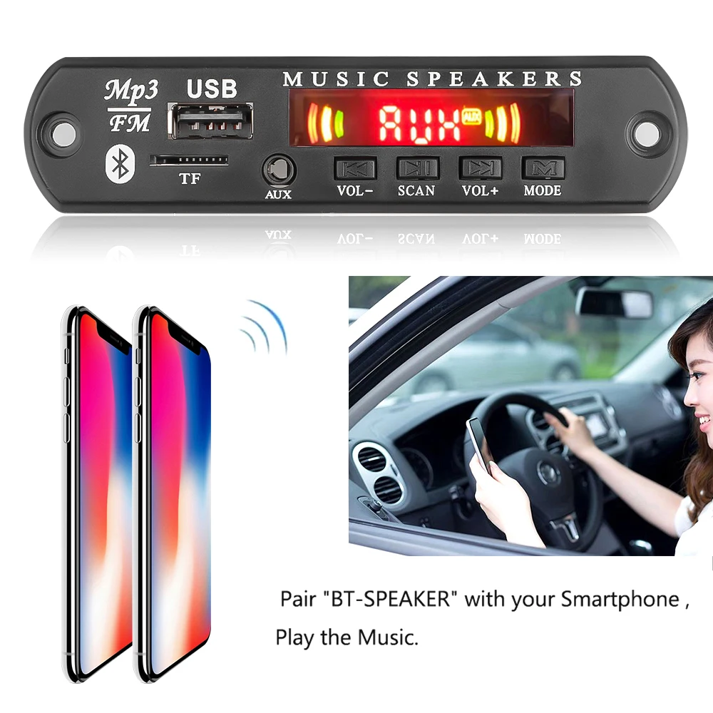 Беспроводной Bluetooth 5 0 MP3 WMA декодер плата 12 В автомобильное аудио USB TF FM радио