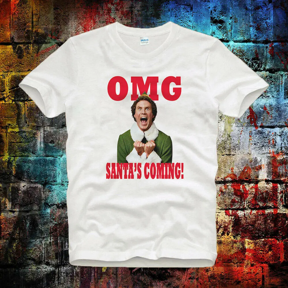 OMG Santas coming Рождество смешной эльф унисекс Дамы Мужская футболка B426 |