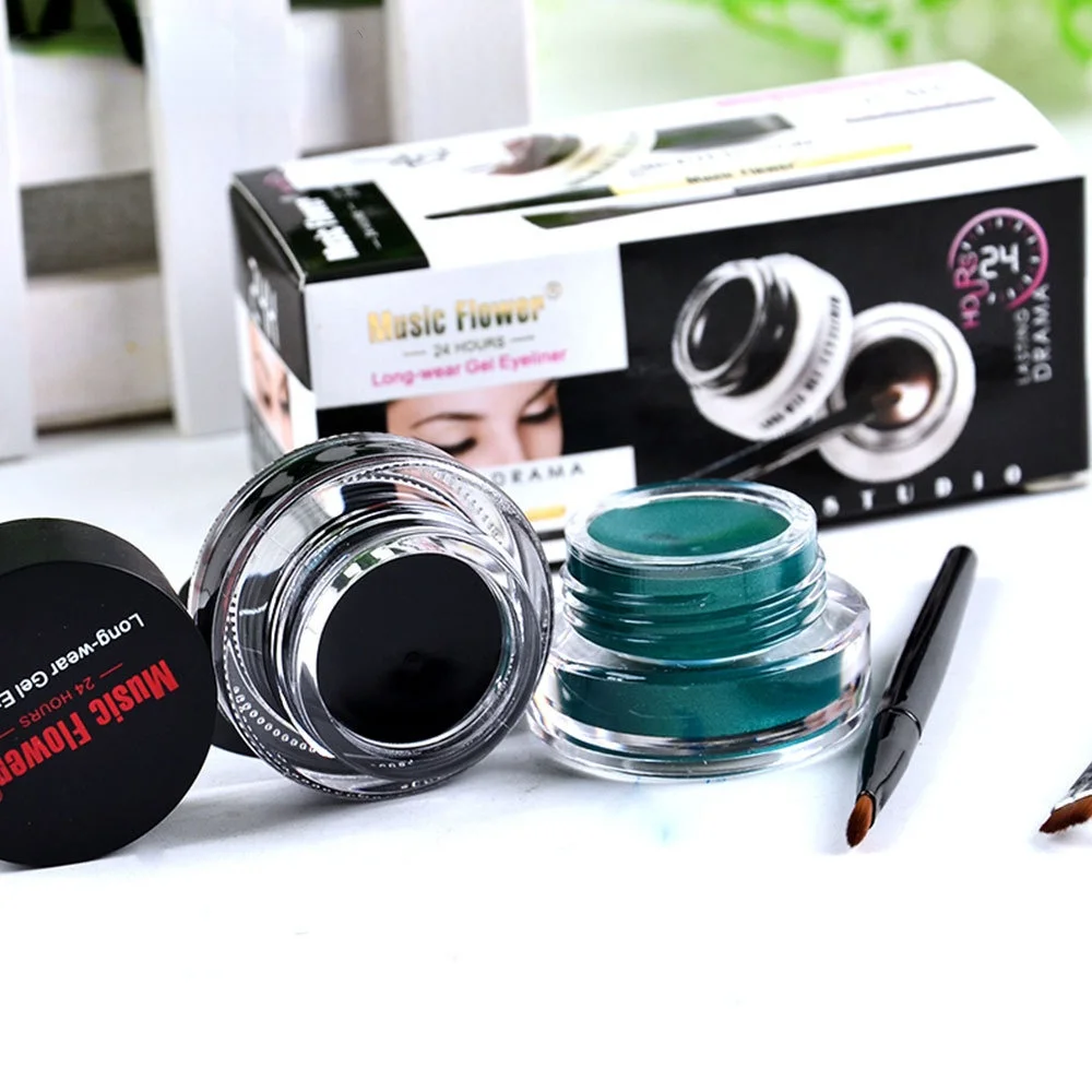 Музыка цветок 2 в 1 Кофе + черный гель подводка для глаз макияж Водонепроницаемый