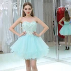 Женское вечернее платье, Короткое синее платье для выпускного вечера, платья для вечеринок с аппликацией, 2020