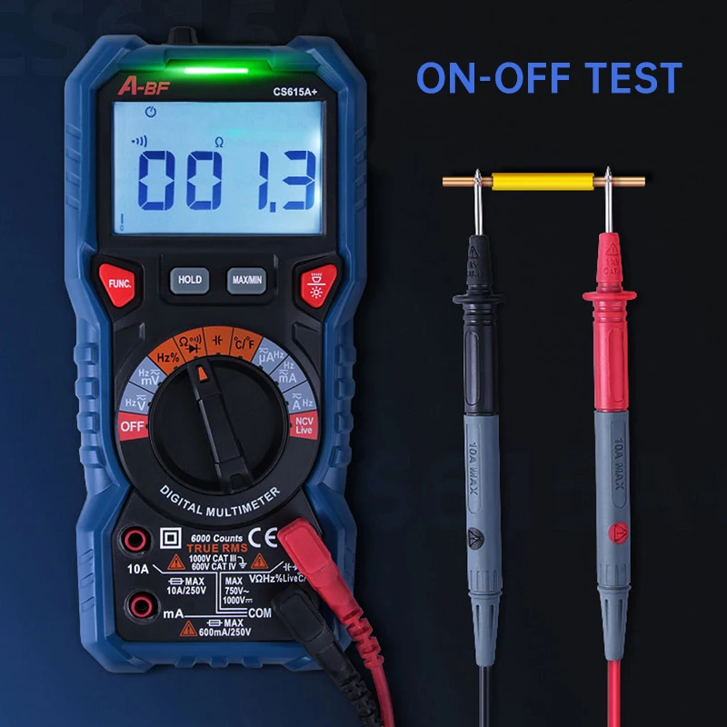 

A-BF Digital Multimeter True RMS NCV Intelligent AC DC Auto Range Voltmeter Ammeter Capacitance Resistance Tester Data Hold