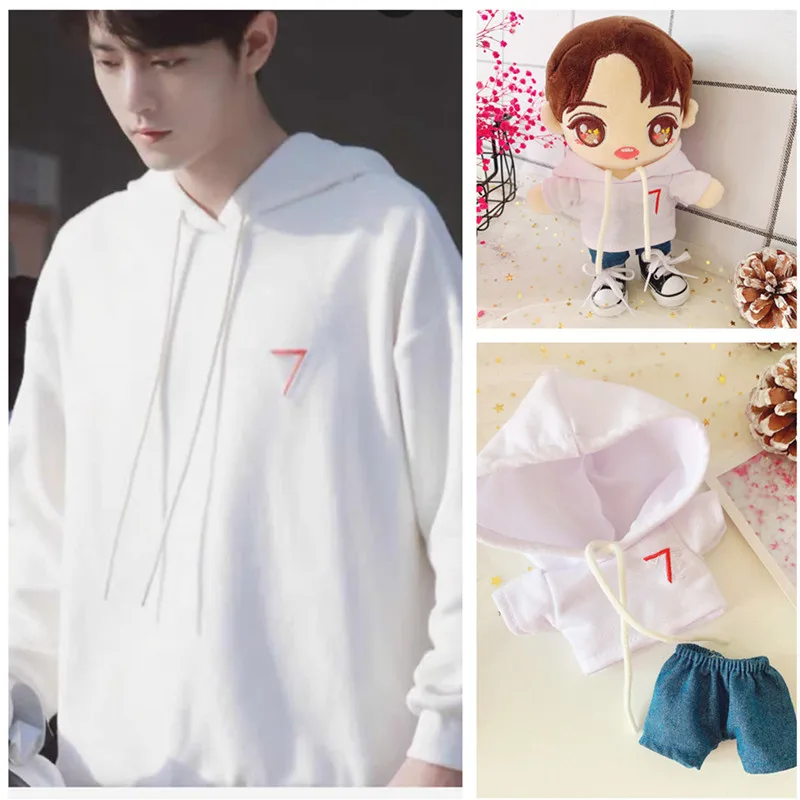 

Xiao Zhan Idol Plush Doll Clothes Suit Puppet T-shirt Clothes Pants Suit 20cm Baby Clothes Star Baby Doll Dress Up