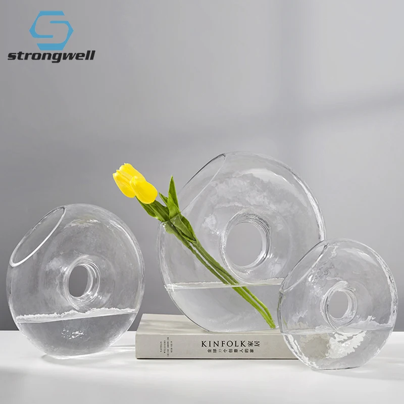 

Креативная прозрачная гидропонная стеклянная ваза Strongwell, полукруглая дуга, наклонная ваза с цветочным узором