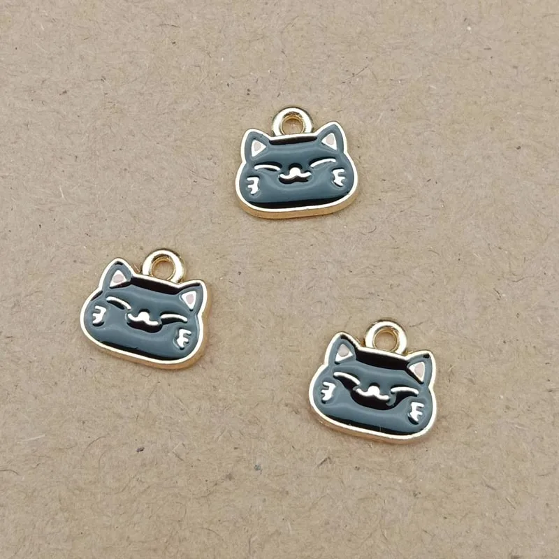 10 шт./упак. очаровательные металлические подвески с эмалью в виде милого кота