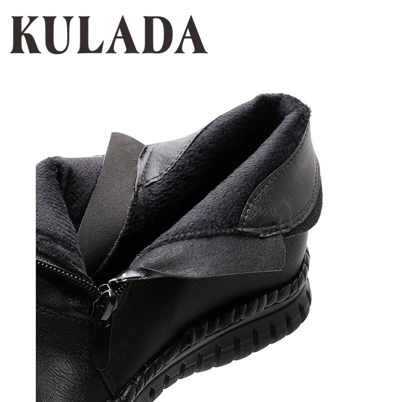 

KULADA Boots Women's Shoes Double Zipper Ankle Boots Black Ankle Botas Waterproof Platform Style Spring Autumn Women Shoes