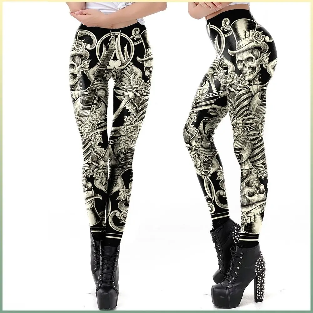

New Retro Skeleton Printed Halloween Fashion New Arrival Ladies Pants Gothic Punk Pants Womens Clothing Trousers Women Pants