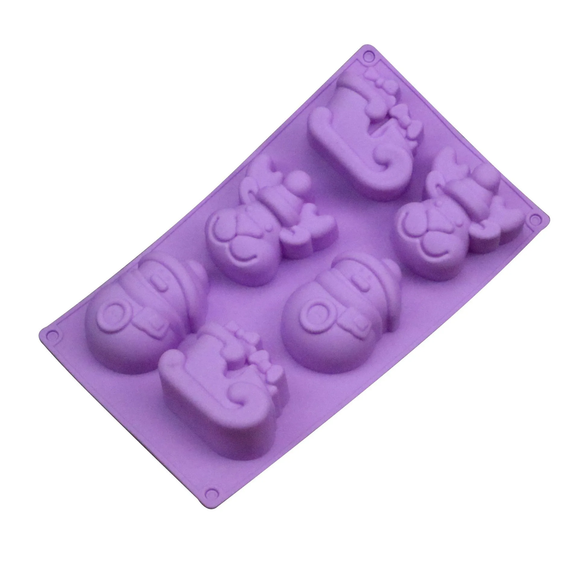 Purple 6 отверстий силиконовая форма для торта Рождественская, в форме снеговика с плесенью помадка ремесла кондитерские формы десерт - Цвет: Purple