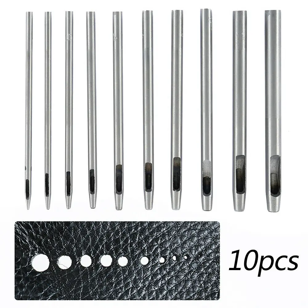 

Belt Leather Tool Puncher Cutting DIY 10pcs 0.5mm-5mm Steel Hollow punch