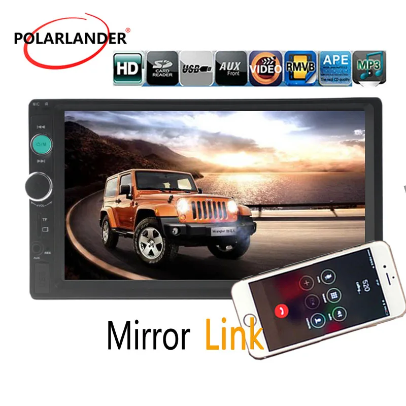 2 Din Mirror Link Bluetooth MP5 7 дюймов автомобильное радио стерео плеер радио кассетный плеер сенсорный экран Авторадио AUX/FM/USB/TF