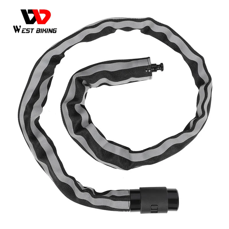 

WEST BIKING Bicycle Lock Anti-Theft Security Chain Lock With 2 Keys MTB Road Bike Motorcycle Scooter Reflective Cycling Lock