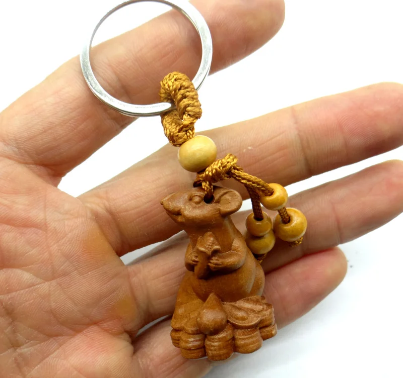 fashion natural Mahogany Engraving Key Chain Lifelike Pendant Key Ring Jewelry making Gift For Car wholesale A17