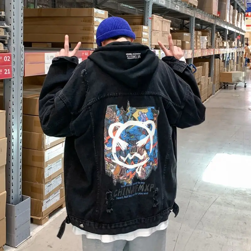 Мужская джинсовая куртка с капюшоном Privathinker повседневная оверсайз графическим