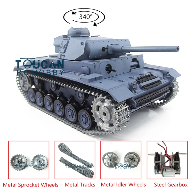 

US Stock Heng Long 1/16 TK7.0 Upgraded German Panzer III L RTR RC Tank 3848 Metal Tracks TH17342-SMT1