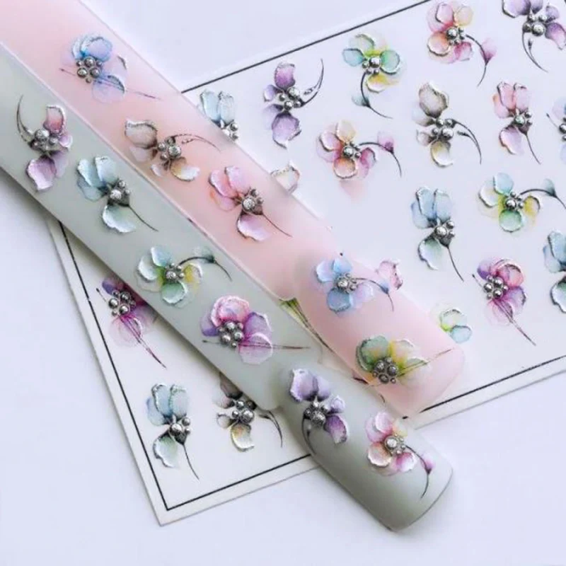 Новые 3D акриловые гравированные наклейки для ногтей рельефные зеленые и