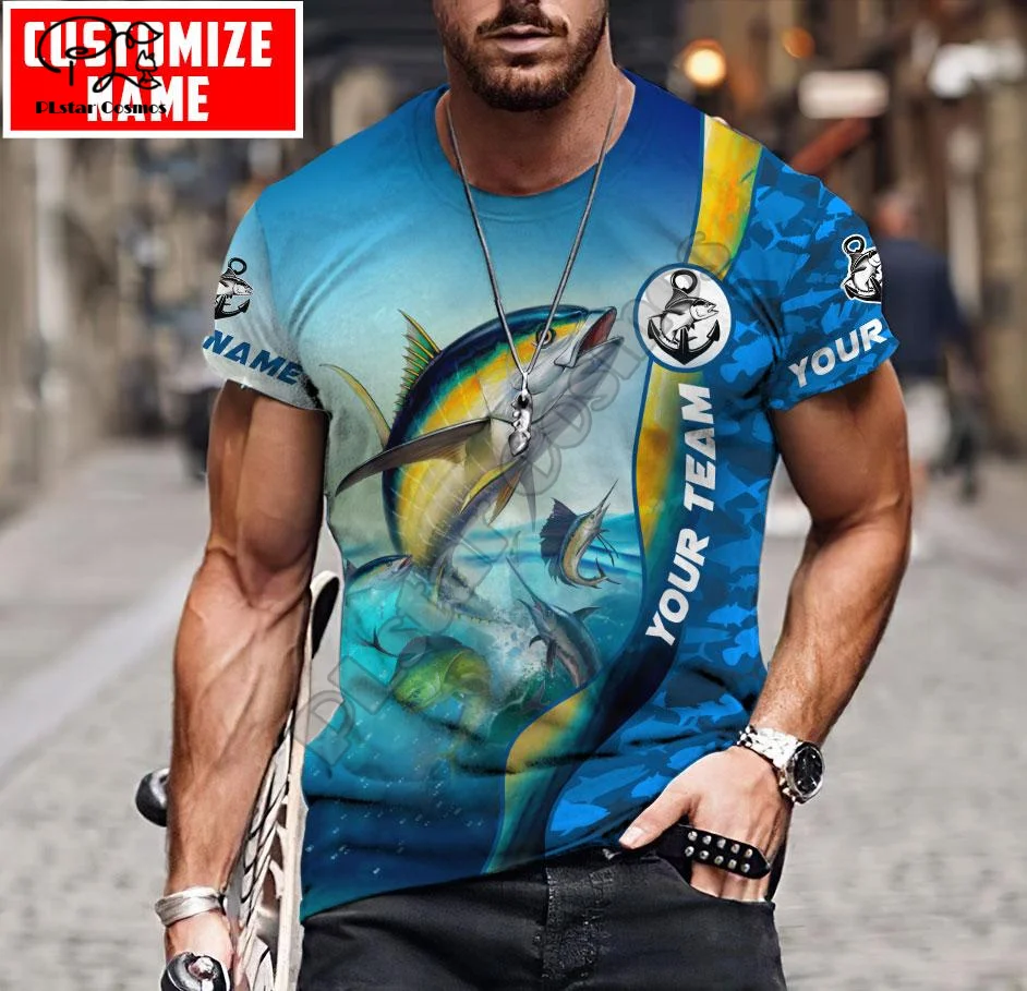 Летняя Повседневная забавная футболка PLstar Cosmos с рисунком животных Mahi рыболовный