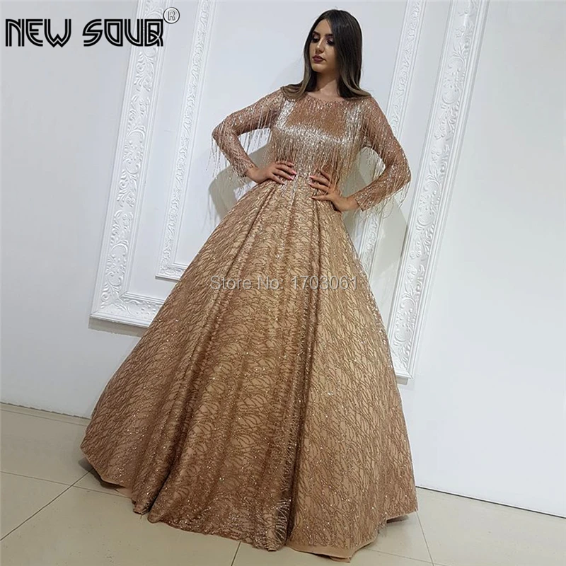 

Блестящие золотые вечерние платья Vestidos с бисером и кисточками, вечерние платья знаменитостей, шикарное платье для выпускного Дубай, арабск...