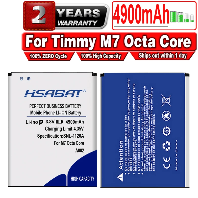 

Аккумулятор HSABAT A002 на 4900 мА · ч для Timmy M7 Octa Core MTK6592 5,5 дюйма