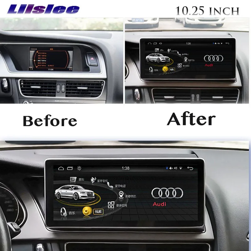 Автомобильный мультимедийный плеер Liandlee NAVI 10 25 дюйма 4G SIM для Audi A4 A4L B8 2009 ~ 2016 MMI 2G 3G