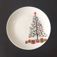 red green dotted ceramic plate set christmas tree decorative porcelain dish set simplicity steak pasta salad dinner tableware