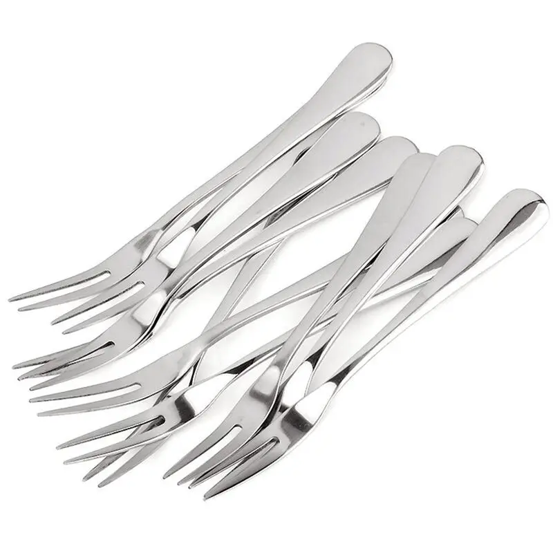 Stainless Steel Fruit Forks Flatware Set For Cake Salad Cocktail Dessert Of 10 Marshmallow Small Table Pas | Дом и сад