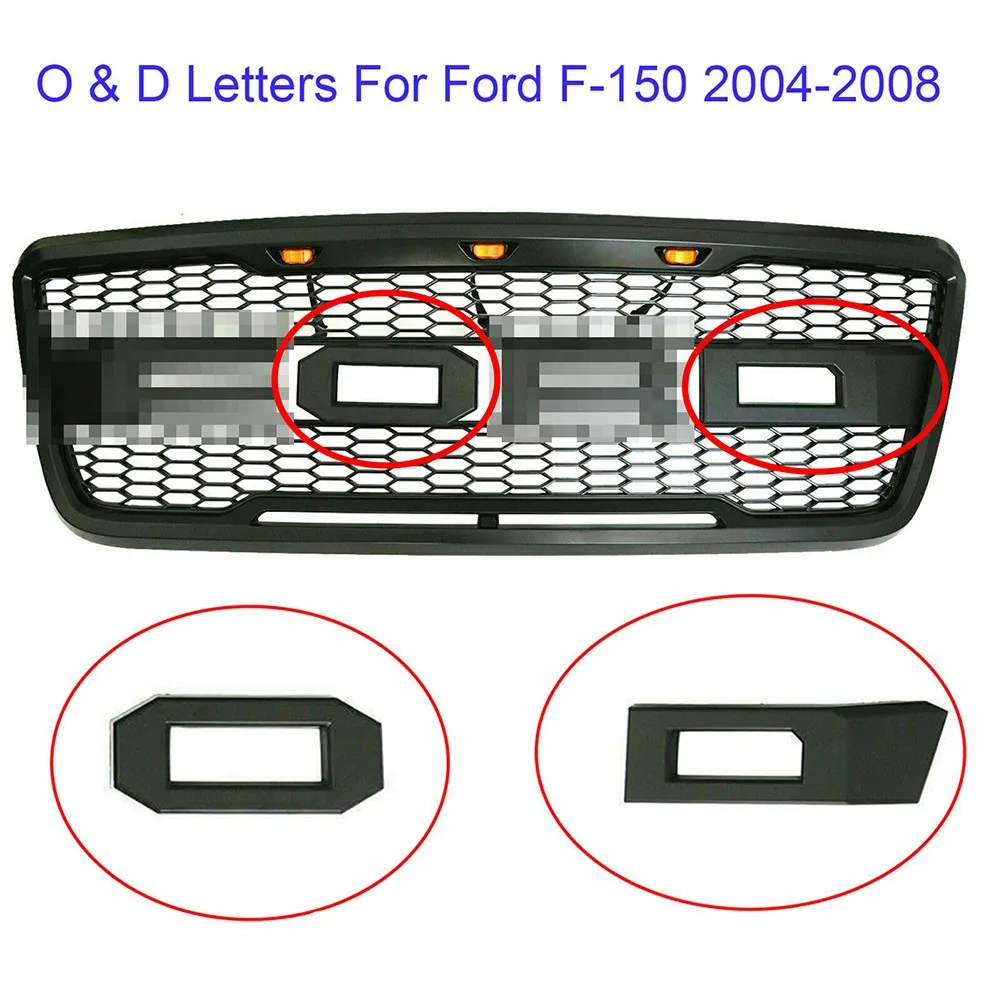 

Наклейка с буквами O & D, матовый черный АБС-пластик для 2004-2008 Ford F150, передняя решетка радиатора, стильные автомобильные Сменные аксессуары
