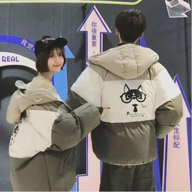 2021 Dames Jassen Winter Thickened Cotton-padded Jacket Women Loose Couple Bread Coat Manteau Femme Hiver Kawaii Parka | Женская одежда