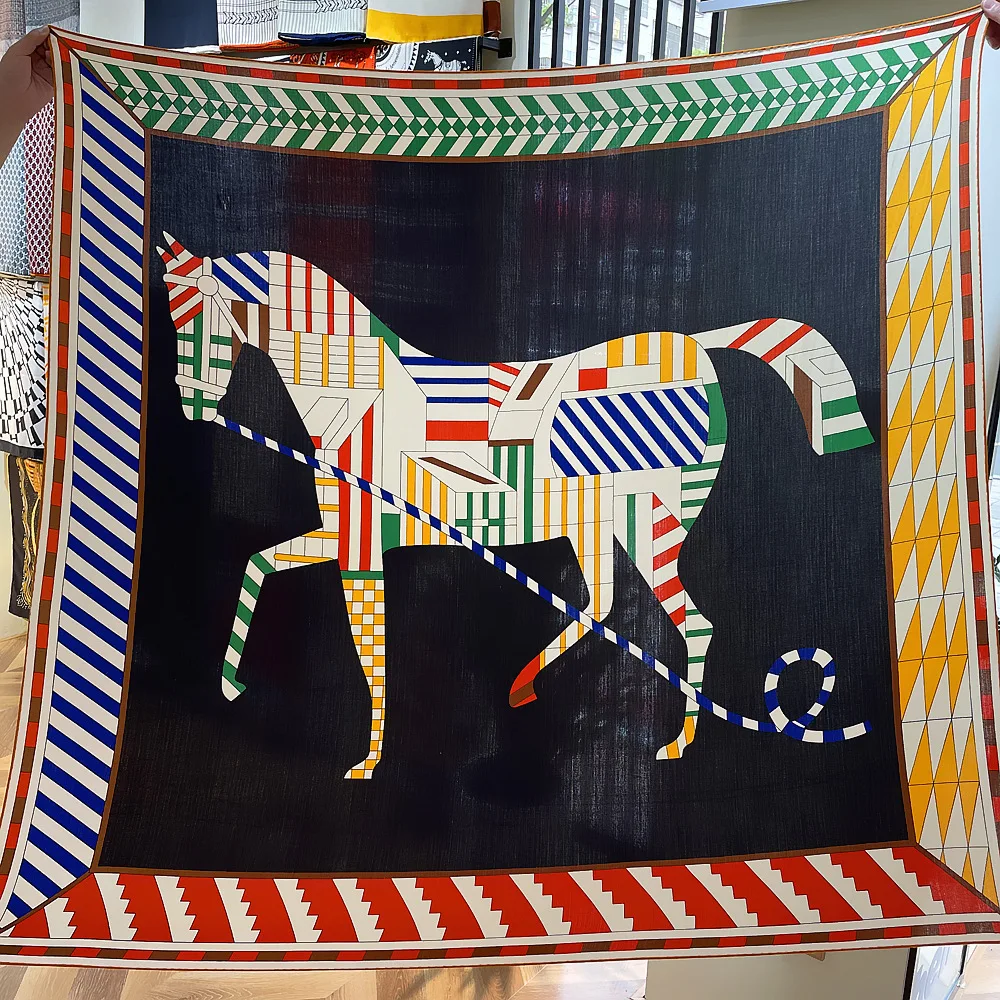 

Luxury Large Silk Cashmere Scarf 130 Designer Cashmere Scarf Hand Rolled Scarf Vintage animal Silk Cashmere Scarf Shawl Stole