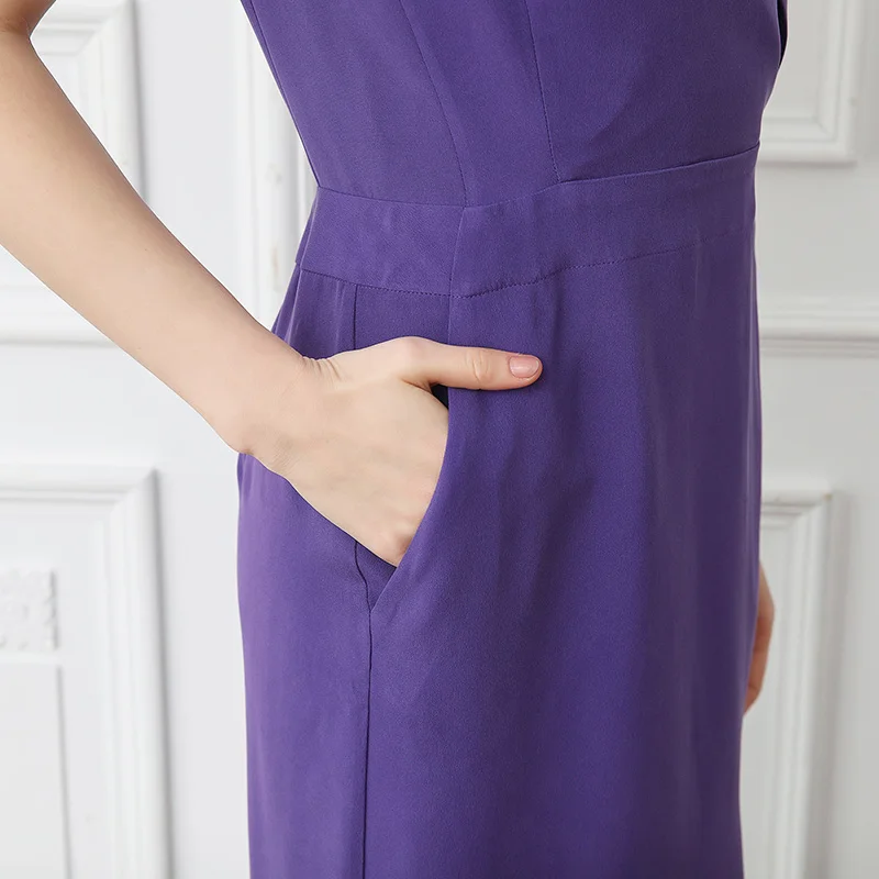 Женское офисное платье-карандаш VOA однотонное платье фиолетового размера плюс с