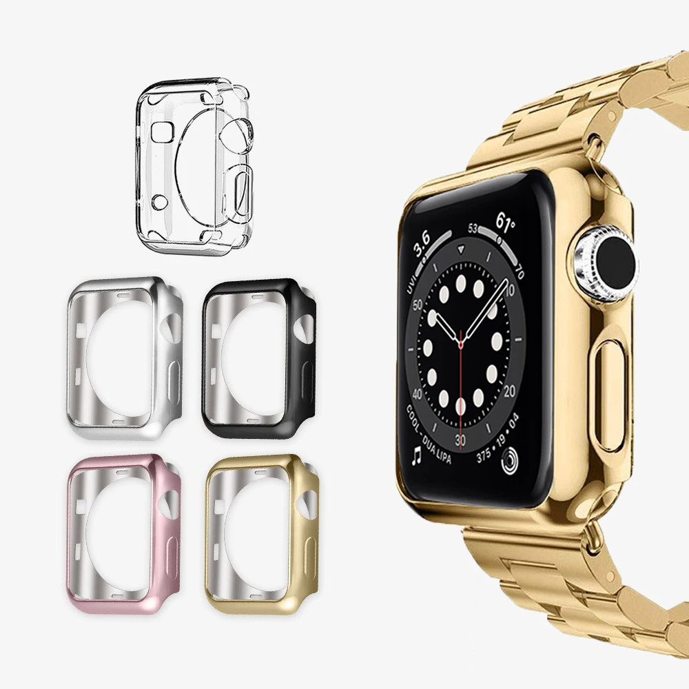 Тонкий ТПУ чехол для часов Apple Watch 6 SE 5 4 40/44 мм 360 градусов мягкий прозрачный Чехол