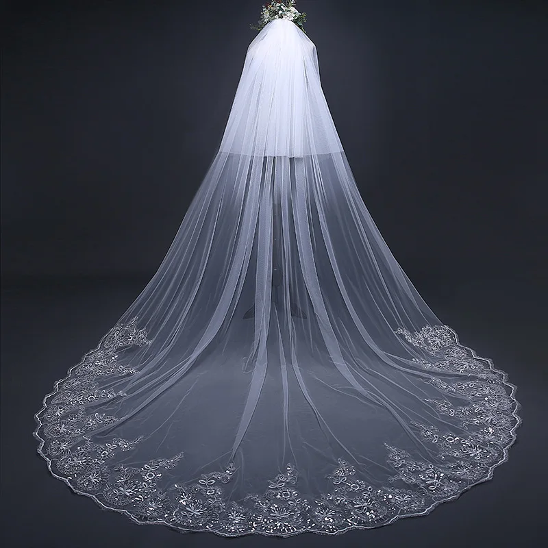 

New Arrival White Lace Edge Wedding veil with comb Wedding Accessories Bride Mantilla Wedding Veil veu de noiva Duvak