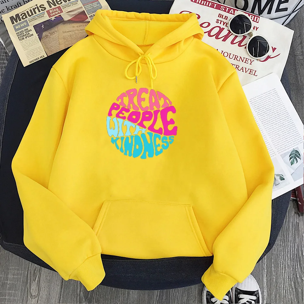 

Относиться к людям с доброте Винтаж Толстовка Осень 2021 в Корейском стиле, топы с рисунком для девочек размера плюс, зимнние модные Для мужчи...