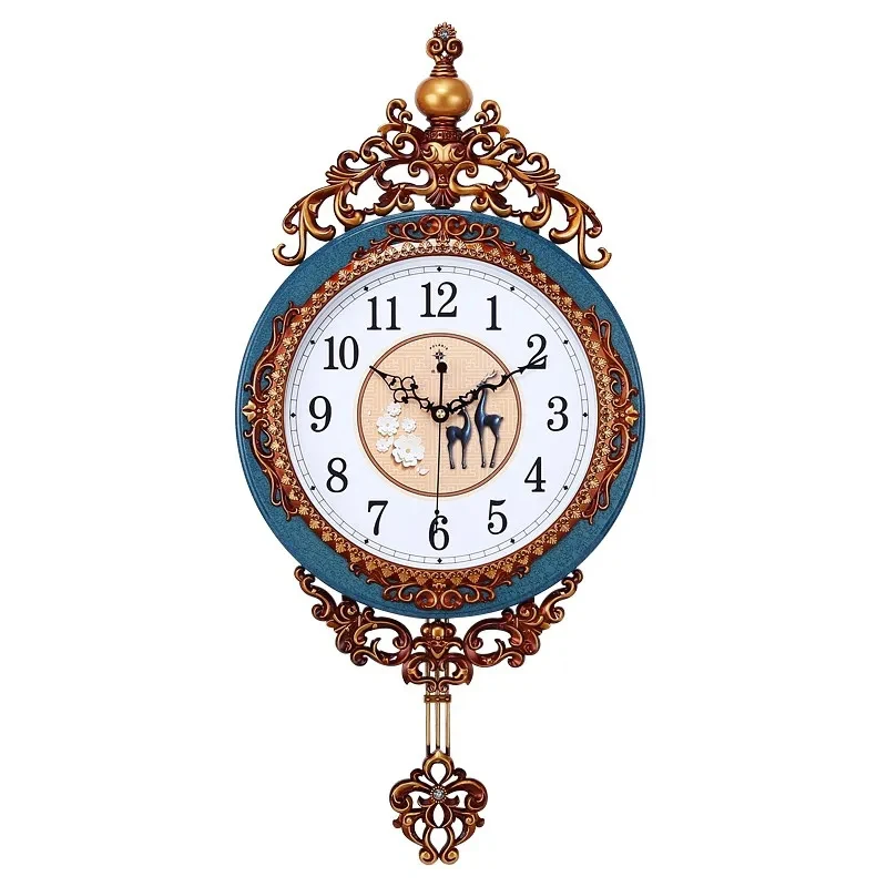 

Luxury Large Wall Clock Pendulum Gold Silent Clock Vintage Living Room Retro Metal Wall Clocks Shabby Chic Home Decor Modren Hot