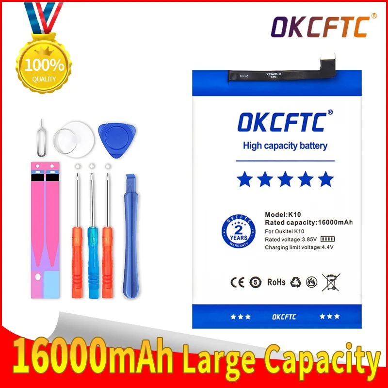 

OKCFTC Original 16000mAh 3.85V High Capacity Replacement for Oukitel K10 Mobile Phone Battery for Oukitel K10 Phone with Tools