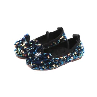 girls leather shoes spring autumn flat bling bling shoes sequins bowknot single shoes princess party wedding dance moccasin