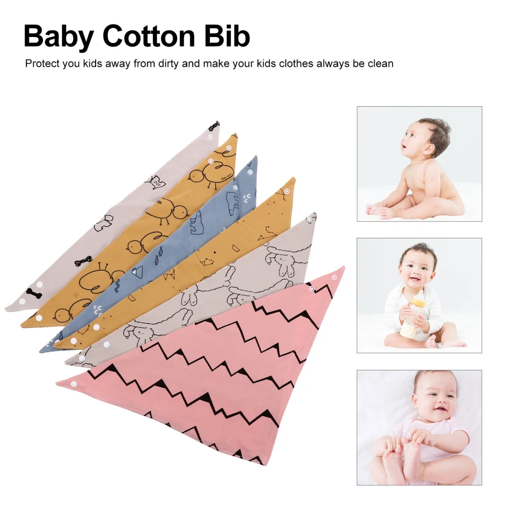 

6pcs Baby Bibs Bandanas Toddler Drool Bibs Saliva Towels Baby Teething Bibs
