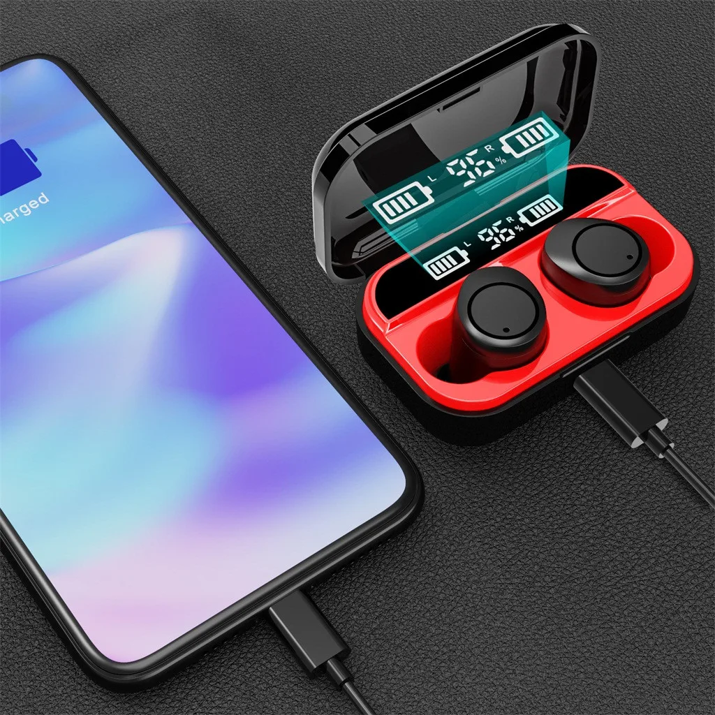 

New Bluetooth 5.0 Headset Wireless Earphones Mini Earbuds Stereo With Charging Box Sports Headset With Power Display Earbuds