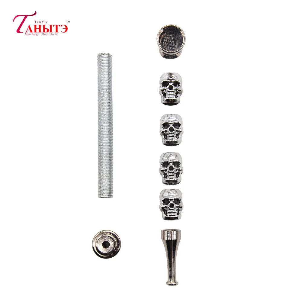 

New Portable 128mm Metal Pipe Premium Personality Silver Skull Pipe With Cap And Washable Metal Smoking Pipe Smoking Accessories